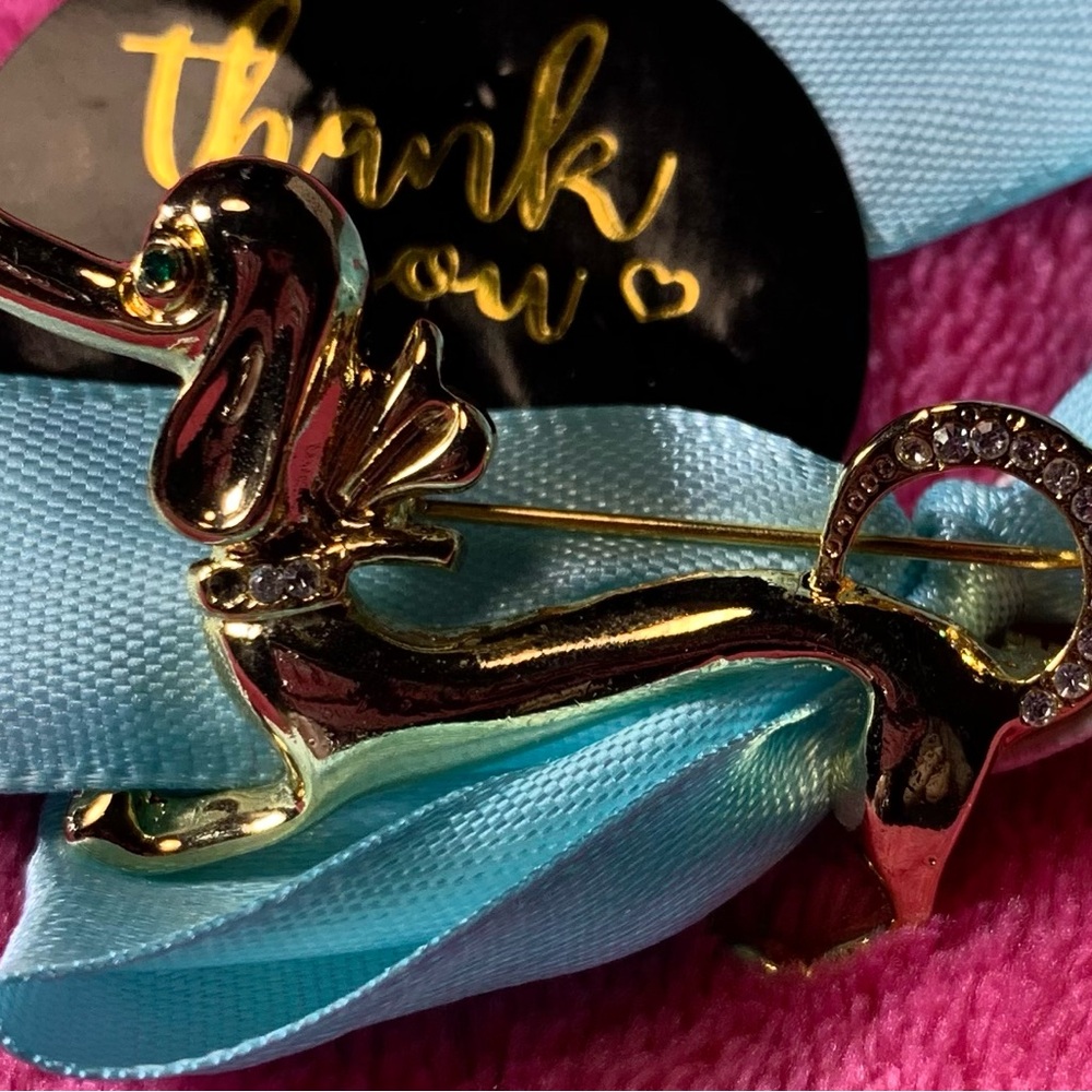 Gold Dachshund Brooch with Crystal Accents
